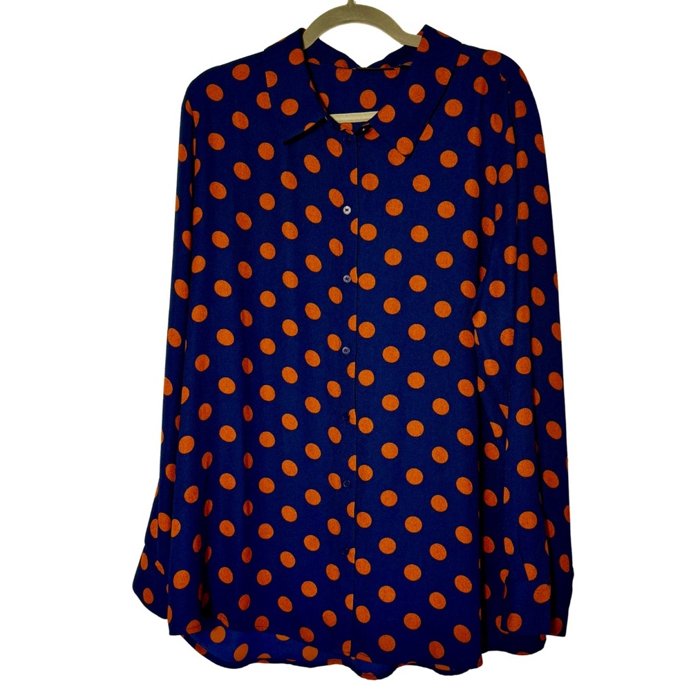 Halogen Navy and Rust Polka Dot Blouse 2XL